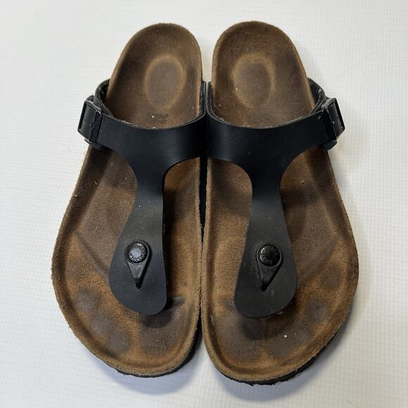 Birkenstock Gizeh Matte Black Sandals Womens Size 39 L8 M6 Thong Slides - Picture 10 of 13